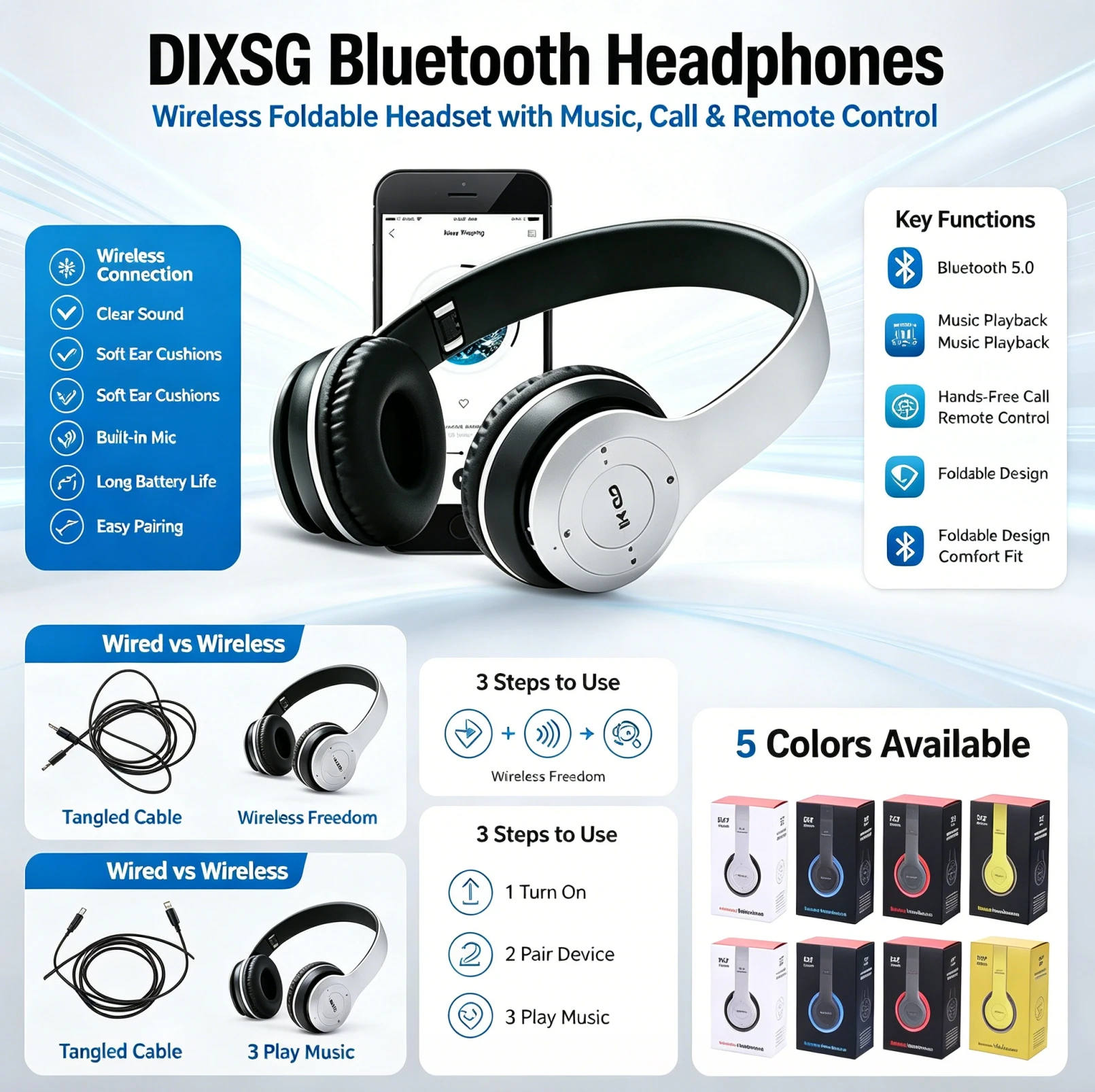 Gaming Accessories Iphone - Stereo P47 Headset 5.0 Bluetooth-Kopfhörer Faltbare