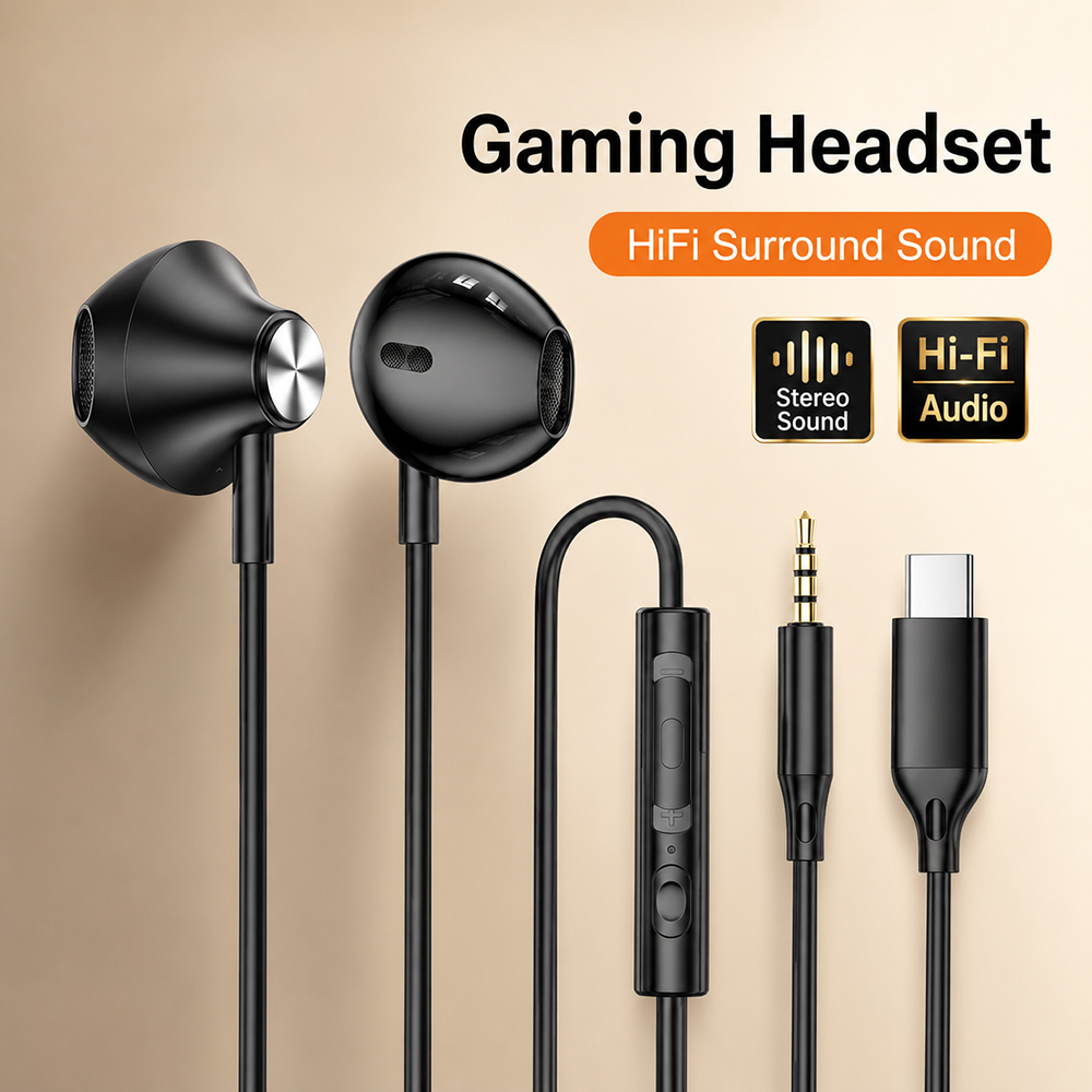 Gaming Accessories Iphone - HiFi-Surround-Kopfhörer, Bass-Stereo-Sound für iPhone, Xiaomi, Huawei,