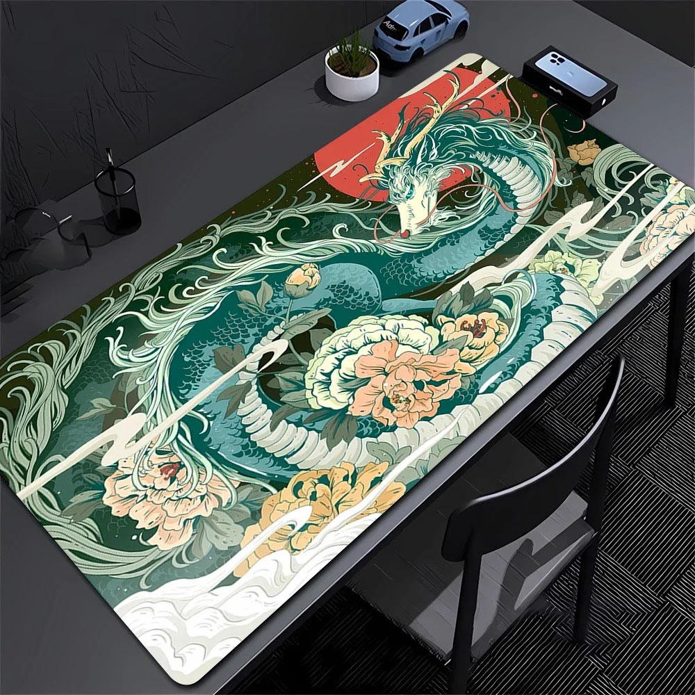 Gaming Accessories For Pc Setup - Eastern Dragon Peony Flower Schreibtischunterlage, großes