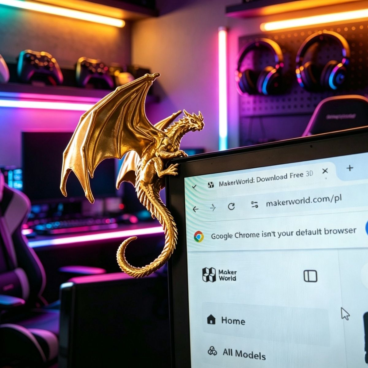 Gaming Accessories Monitor - Coole Drachen-Liegenfigur Monitor-Deko Einzigartiges Gaming-Desktop-Zubehör für