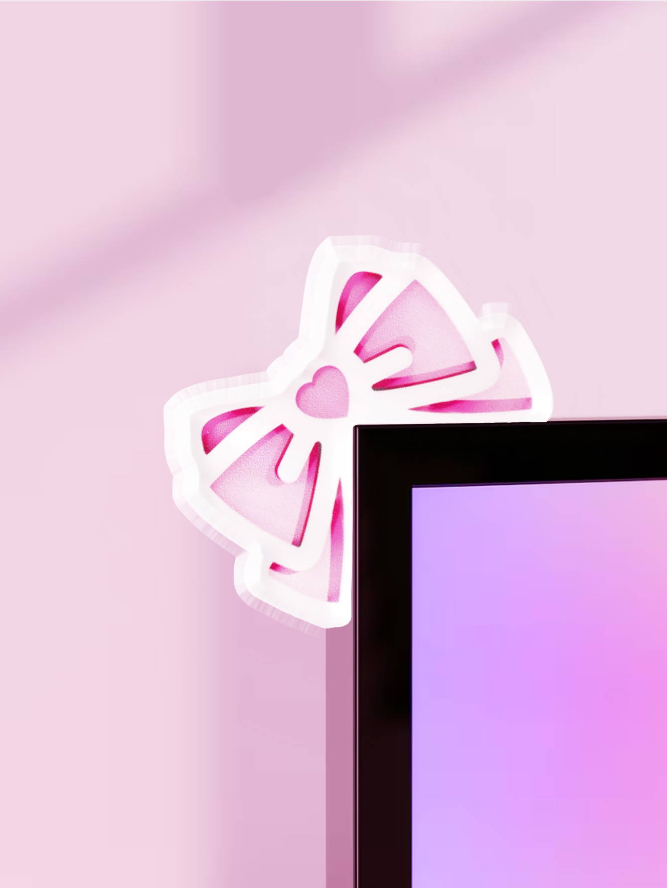 Gaming Accessories Monitor - Kawaii Schleifen-Monitor-Dekor, rosa Acryl-Schleife, PC-Zubehör, niedliche