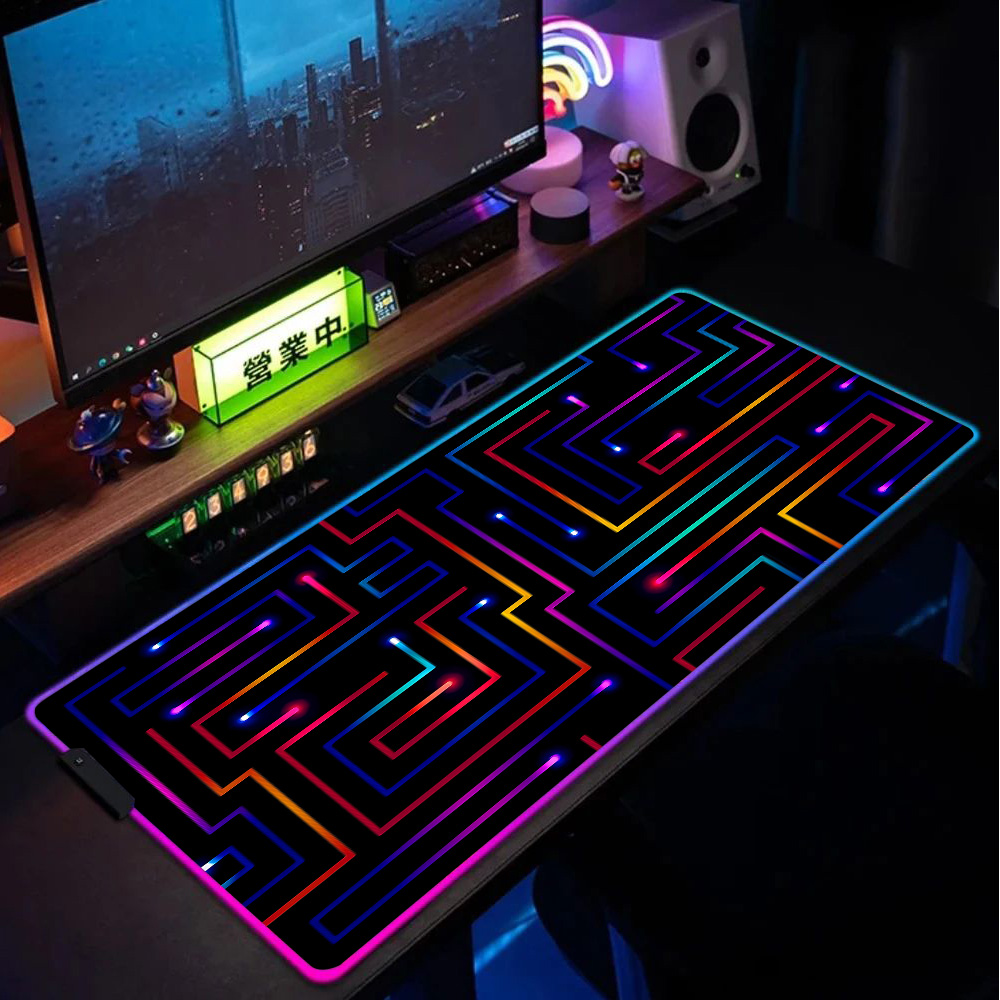 Gaming Accessories For Pc Setup - XXL Mauspad 900x400 Neon Circuit Maze